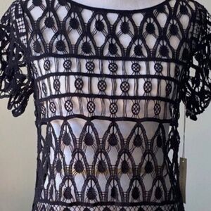 NWT, Black Cotton Lace Stitch Dress by “White + Warren”, Size: S
